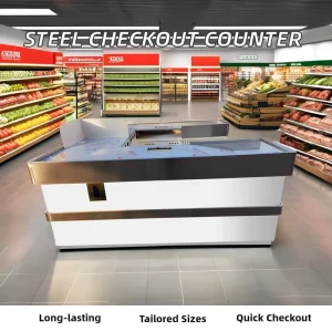 Juren Customized Model Stainless Steel Checkout Counter for Small Shop and Supermarket with Jiangsu Origin