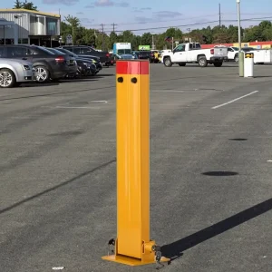 Key Lockable Foldable Security Bollard Safety Guard Post Barrier For Parking Lot Fold down Parking Lock