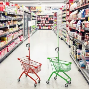 Kids Shopping Trolley Children Shopping Cart Supermarket Trolley with Customized Flag Retail Metal Store Colorful Cart 100L