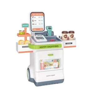 Kids Supermarket Self Checkout Toy with Scanner Cash Register Sound Light Pretend Play Educational Toy for Toddlers