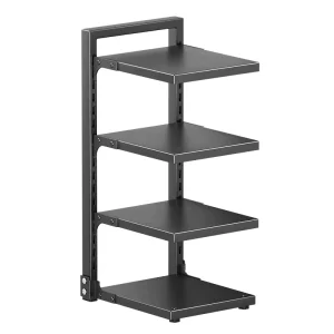 Kitchen Pot Rack Four Tiered Adjustable Carbon Steel Countertop Under Sink Floor Standing Storage Unit Compartments Pots Pans