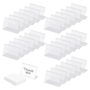 L Shape Clear Sign Holders Price Name Card Tag Label Stands Mini Acrylic Sign Display Holder with Blank Labels