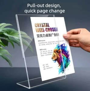 L Shape Polystyrene acrylic Display Frame for Flyers Clear Display Holder Documents Office Restaurants Vertical Sign Holder