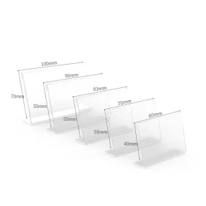 L Shaped Acrylic Desk Price Tag Stand Clear Acrylic Table Sign Label Frame Desktop Display Holder Paper Name Card Shows