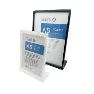 L Shaped Transparent Plastic A5 Advertising Display Board for Bar Counter Ordering Desktop Standing Price Supermarket Supplies