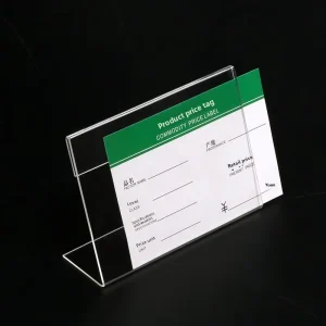 L shaped Transparent Price Tag Holder Custom Acrylic Price Tags