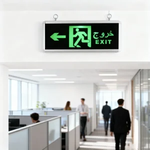 LED Emergency Exit Sign Aluminium+Glass IP20 Rated Rechargeable Hanging Mounted Staircase Use 3 Hours Emergency Lighting Factory