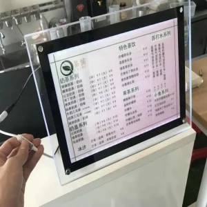 LED Light Clear Acrylic A4 Menu Sign Holder Floor Standing for Easy Assembly Display Unit Retail Countertops Display Rack