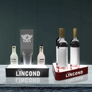 LED Lighted Liquor Bottle Display Shelf Acrylic Wine Rack LED Bar Beer Bottle Display Rack for Liquor