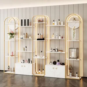 LED Lighting Makeup Stand with Cosmetic Display Perfume Shop Shelf Beauty Salon Supplies Shelves Skincae Display Cabinet