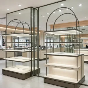 LED Lit Eco Friendly Waterproof Cosmetics Store Display Cabinet With Customizable Color and Style