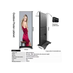 LED Poster Screen P2.5 Outdoor Advertising Display 640x1920mm IP65 Waterproof 4K Resolution Sunlight Readable