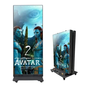 LED Signage P1.86 P2 GOB Foldable Kiosk Seamless Splicing Video Wall Portable With Wheels Support USB HDMI Phone Cable Input