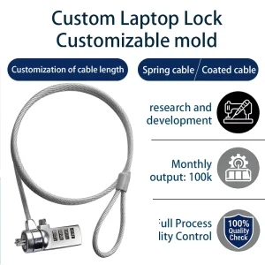 Laptop Lock Stainless Steel Cable Nano Kensington Lock Anti Theft Durable Hp Lenovo Dell Notebook Desktop Monitor Factory Direct