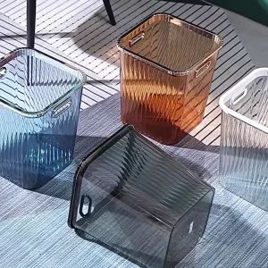 Large Capacity Plastic Transparent Eco friendly Square Trash Bin Creative Simple Design Home Office Smart Waste