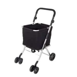 Large Capacity Shopping Trolley 4 Wheels Shopping Trolley Aluminum Cart Adjustable Handle Portable Folding Trolley