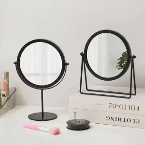 Large Chrome Desktop Vanity Mirror Adjustable 1x 5x 10x Magnification Glass Table Makeup Mirror with Metal Stand