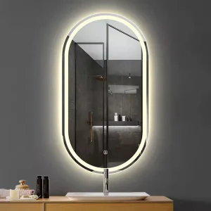Large Oval LED Bathroom Mirror IP44 Defogging Backlit Touch Mirror for Hotel Commercial Projects