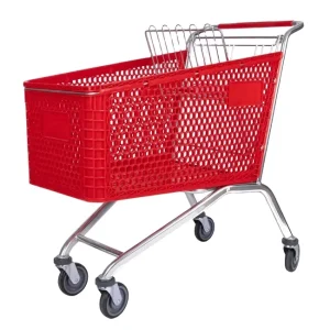 Large Size Sturdy Plastic Supermarket Trolley Shopping Cart