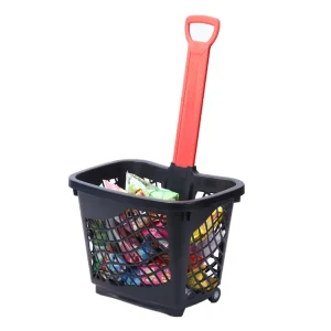 Large capacity supermarket grocery PP plastic single handle 2 in 1 trolley shopping basket