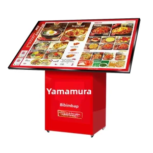 Large screen Catering Display Vertical Advertising Sign Recipe Ad Rack Same style LED Floor standing Menu case Metal PET