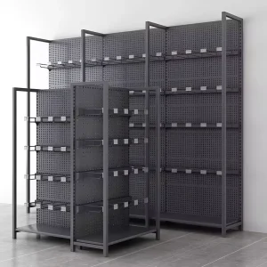 Light Duty Double-Sided Customizable Wood & Metal Gondola Supermarket Display Racks-Eco-Friendly Storage For Convenience Stores