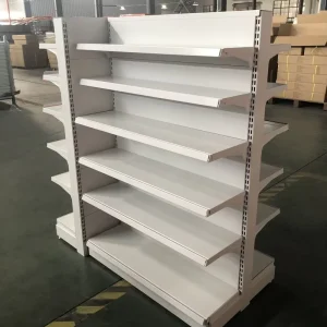Light Duty Double Sided Supermarket Rack Durable Metallic Design