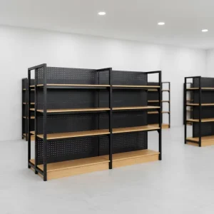 Light Duty Metal Wood Shelf Display For Supermarket And Pharmacy Easy to Use Supermarket Shelves
