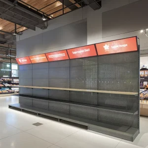 Light Duty Single Sided Supermarket Shelves Metallic Grocery Gondola Store Equipment for Display Supermarket Store Display Rack