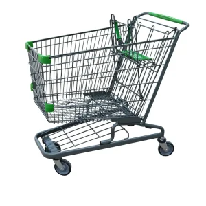 Light Grey Powder Coating American Style Universal 190L Supermarket Trolley 4 Swivel Wheels