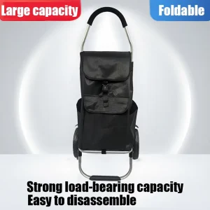 Lightweight Aluminum Alloy Foldable Trolley Oxford Cloth Collapsible Cart for Grocery Camping Travel Home Use
