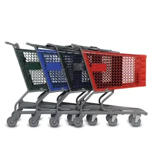Lightweight Waterproof Plastic Supermarket Shopping Cart Trolley with Mesh Structure