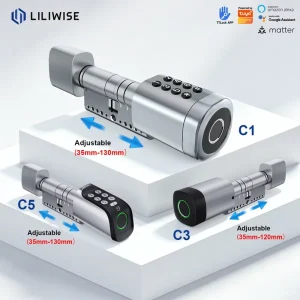 Liliwise Tuya Ttlock Fingerprint RFID Card Key Door Lock Adjustable WiFi BLE Smart Cylinder Lock For Replacing Old Mechanical