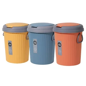 Living Room Press Open Standing PP Round Waste Bin with Top Open Lid 6L Kitchen Trash Can