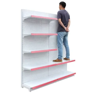 Low MOQ Custom Heavy Duty Iron Metal Retail Shelf Display Supermarket Gondola Shelving Rack Shelves for Retail Store Price