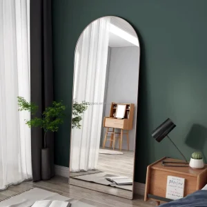 Luxury Modern Aluminum Framed Full Length Arch Shaped Freestanding Mirror for Bedroom Hotel Home Decor