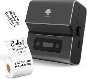 M221 Label Maker 3 Inch Inkless Thermal Barcode Label Printer Connect with Pads&Phone