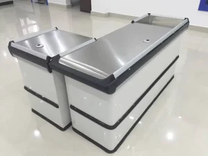 MC CC Model Wood Commercial Supermarket Metal Cashier Checkout Counter Desk