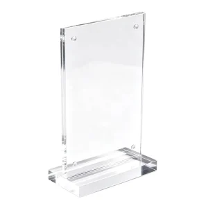 Magnetic Clear Acrylic Sign Holder Clear Acrylic Menu Holder Table Sign Holder with Base and Magnet Closure