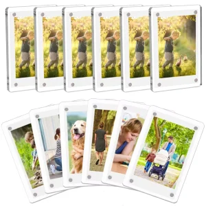 Magnetic Photo Frame Acrylic Refrigerator Magnet Photo Holder for 3×4″ Polaroid Pictures Refrigerator Magnet Retail Sign Holder