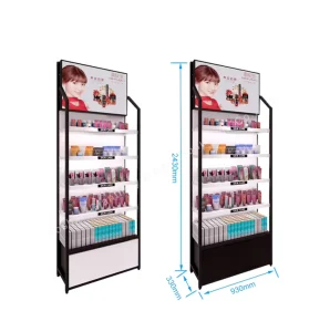 Makeup Gondola Shelving Metal Rack for Cosmetic Display Stand