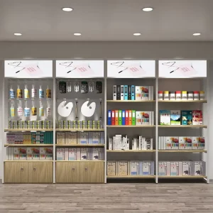 Mall Steel and Wood Shelves Design Convenience Store Snacks Cosmetics Display Shelves Supermarket Shelves