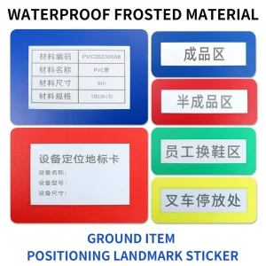 Management Label Cards Waterproof Frosted PVC Positioning Stickers Warehouse Workshop Area Identification Markers For Equipment