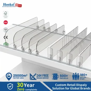 Manufacturer Automated Supermarket Adjustable Clear Acrylic Shelf Divider for Storage Shelves