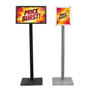 Manufacturer Direct Black Silver Steel Menu Stand Metal Sign Holder for Display for Shops