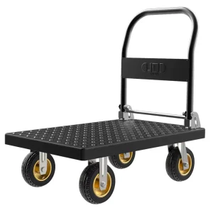 Manufacturer OEM CE Certified Heavy Duty Foldable Iron Hand Cart Four-Wheel Platform Trolley High Tools