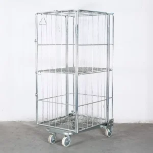 Medium Duty 500kg Collapsible Welded Wire Mesh Folding Galvanized Warehouse Mobile Steel Roll Cage