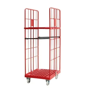 Medium Duty Two Sides Detachable Roll Cage Cargo Trolley Milk Transport Logistic Trolley with Belt for Food Distribution