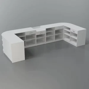 Melamine White MDF Board Checkout Counter for Supermarket Cash Cabinet Combination