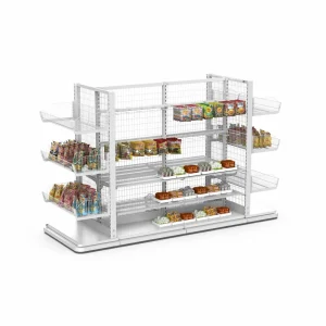 Mesh Back Shelf Supermarket Shelving Multi-Tier Removable Retail Display Shelf Grocery Store Display Rack